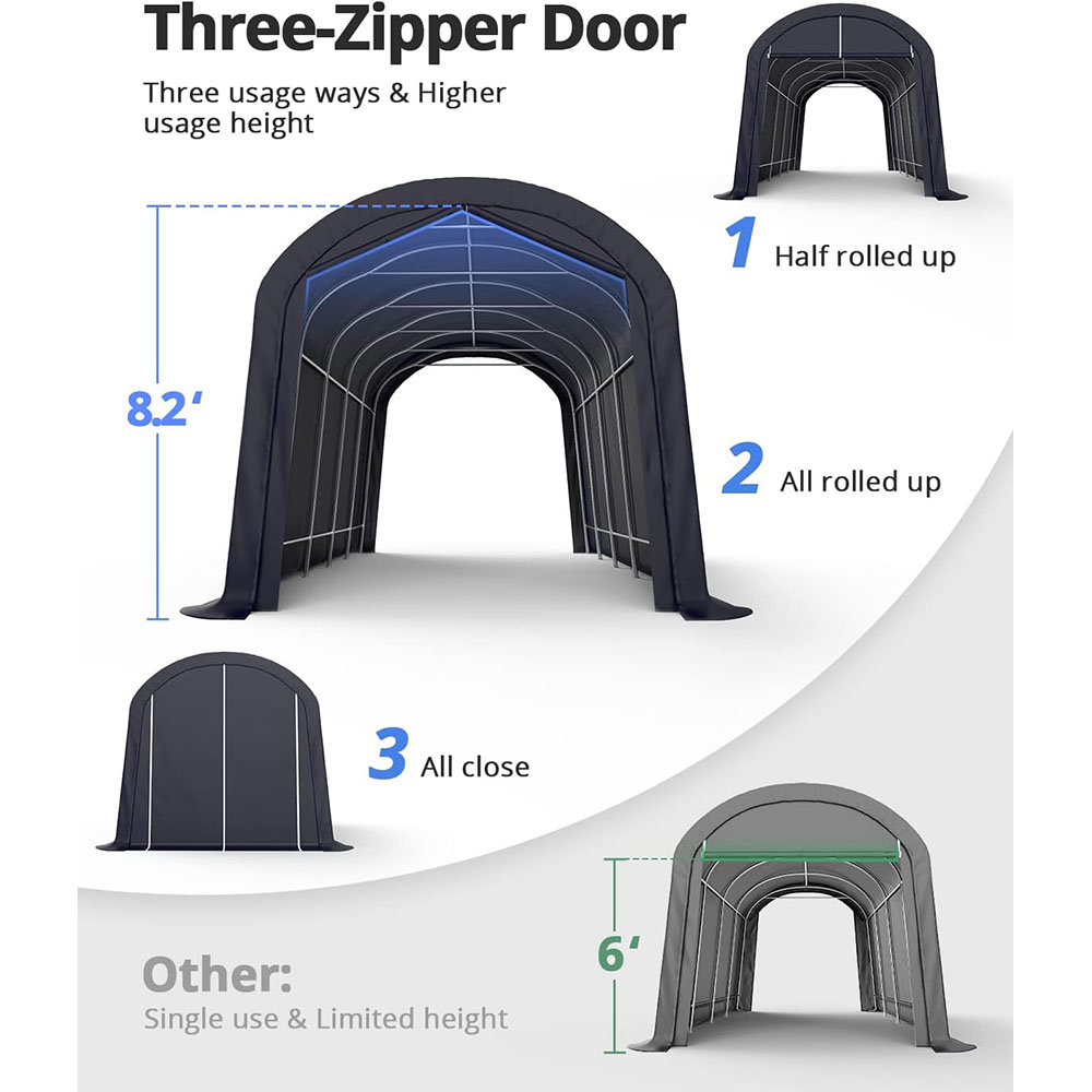 KING BIRD 12' x 20' Heavy Duty Round Style Carport for SUV