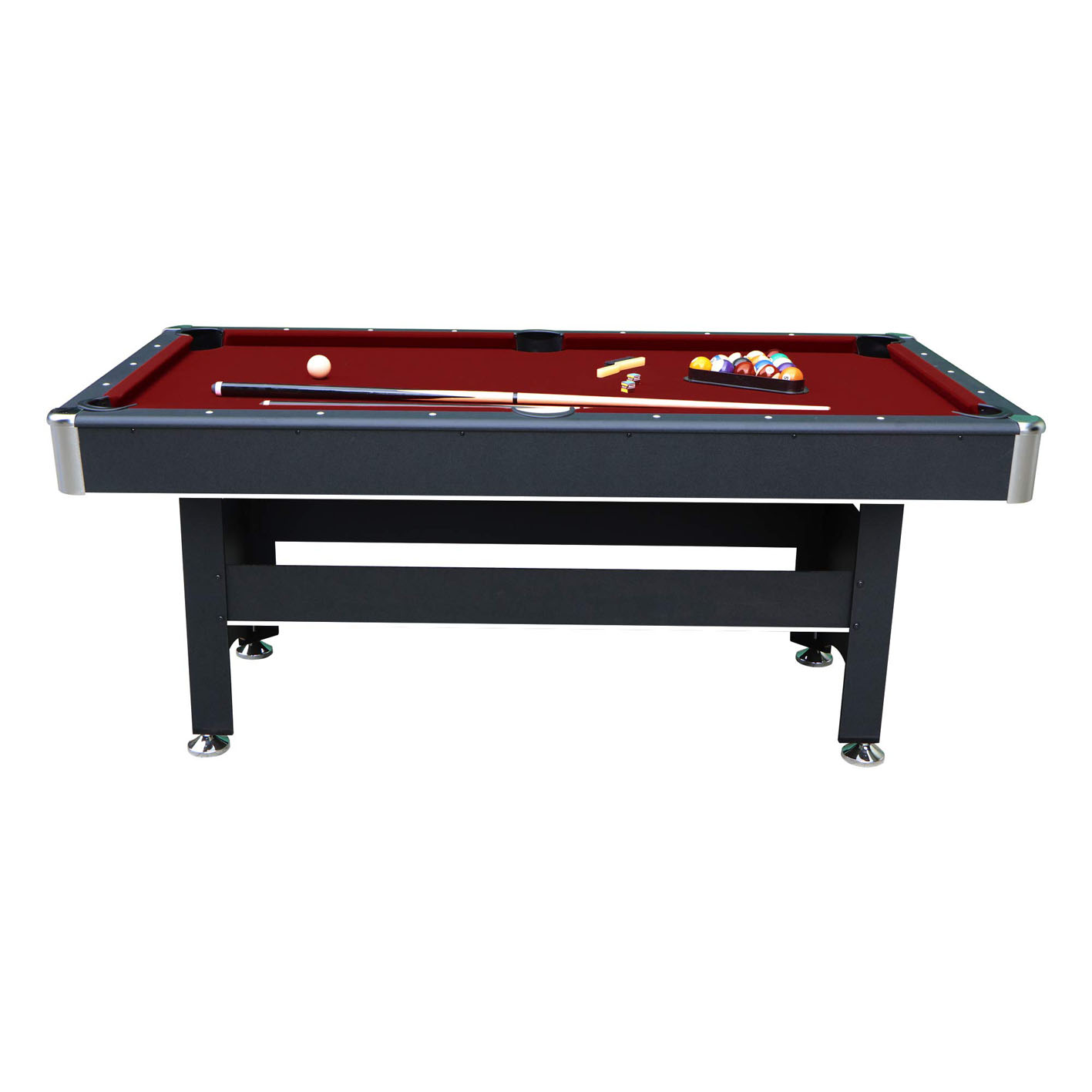 Hathaway Spartan 6-Ft Pool & Table Tennis Multigame Table for Family Recreation Game Rooms with Red Felt Playing Surface, All Accessories Included - Black Finish, 72