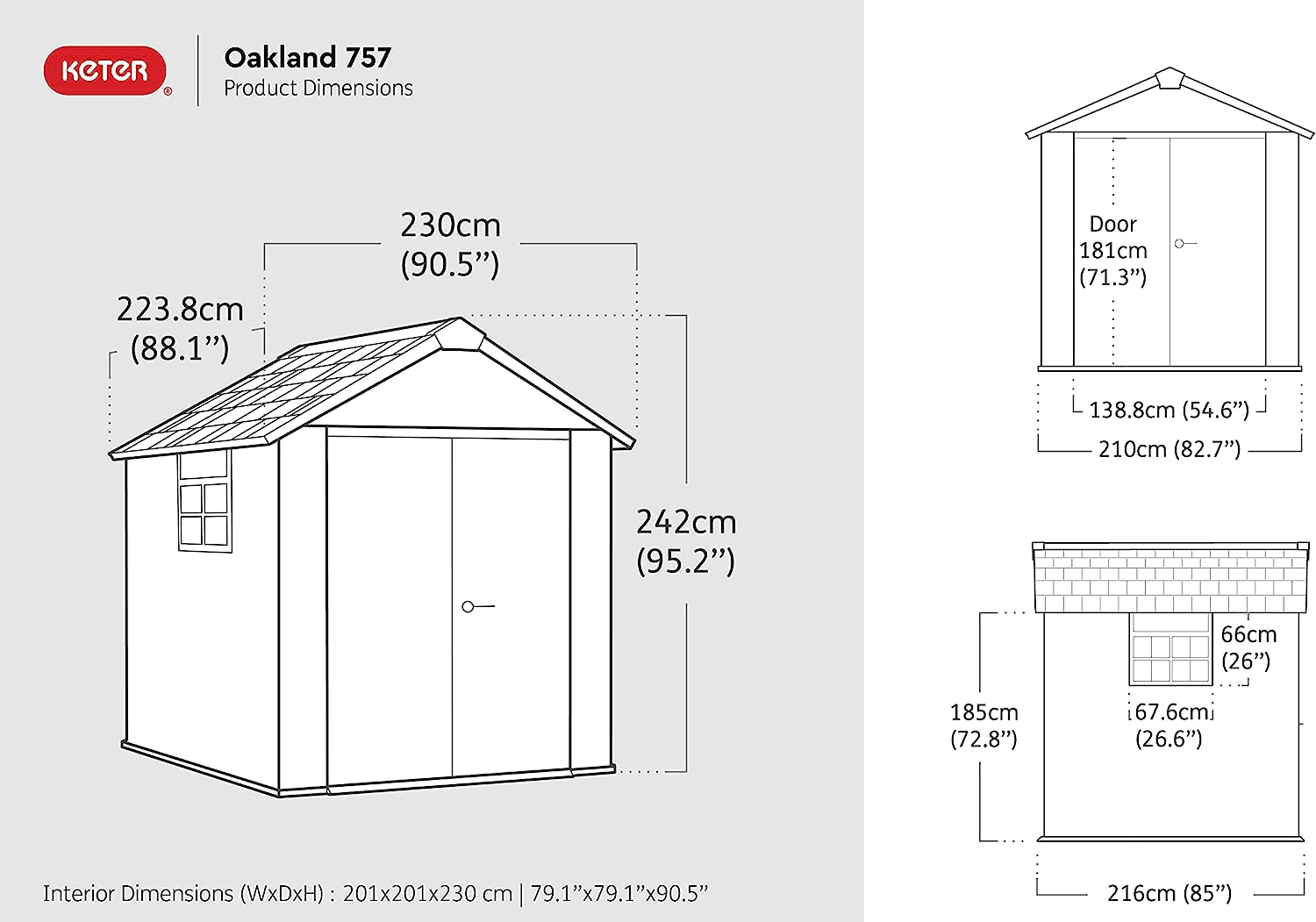 Keter Newton Outdoor Plastic Garden Storage Shed, Brown, 7.5 x 7 feet