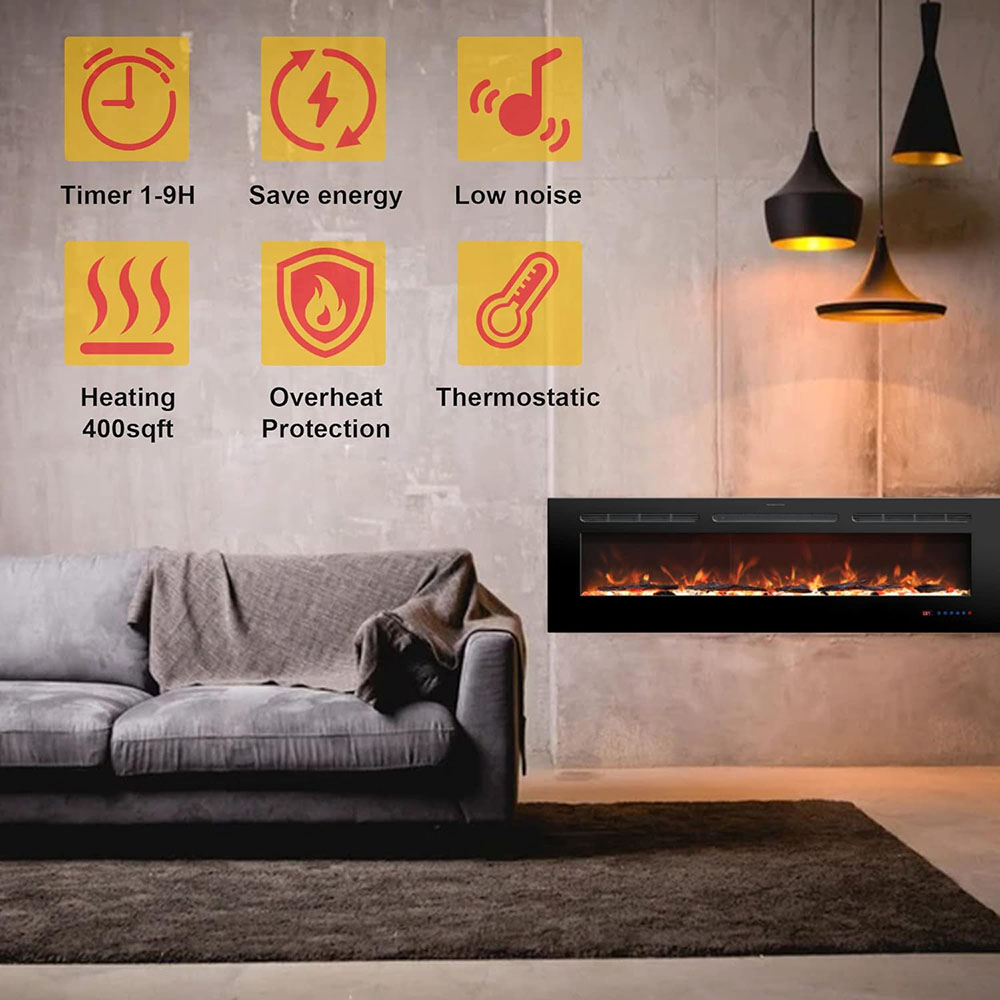 Electric Fireplace Insert Fireplace Heater with Remote Control for Indoor Use