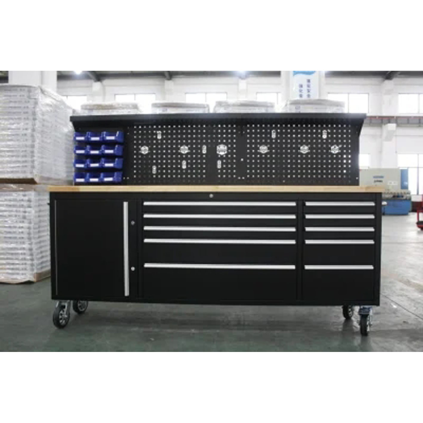 84 Inch Tool Storage Chest Drawers Workshop Mechanic Tool Box on Wheels