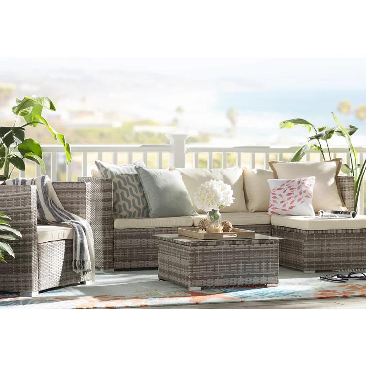 Cando Wicker/Rattan 5 - Person Seating Group with Cushions