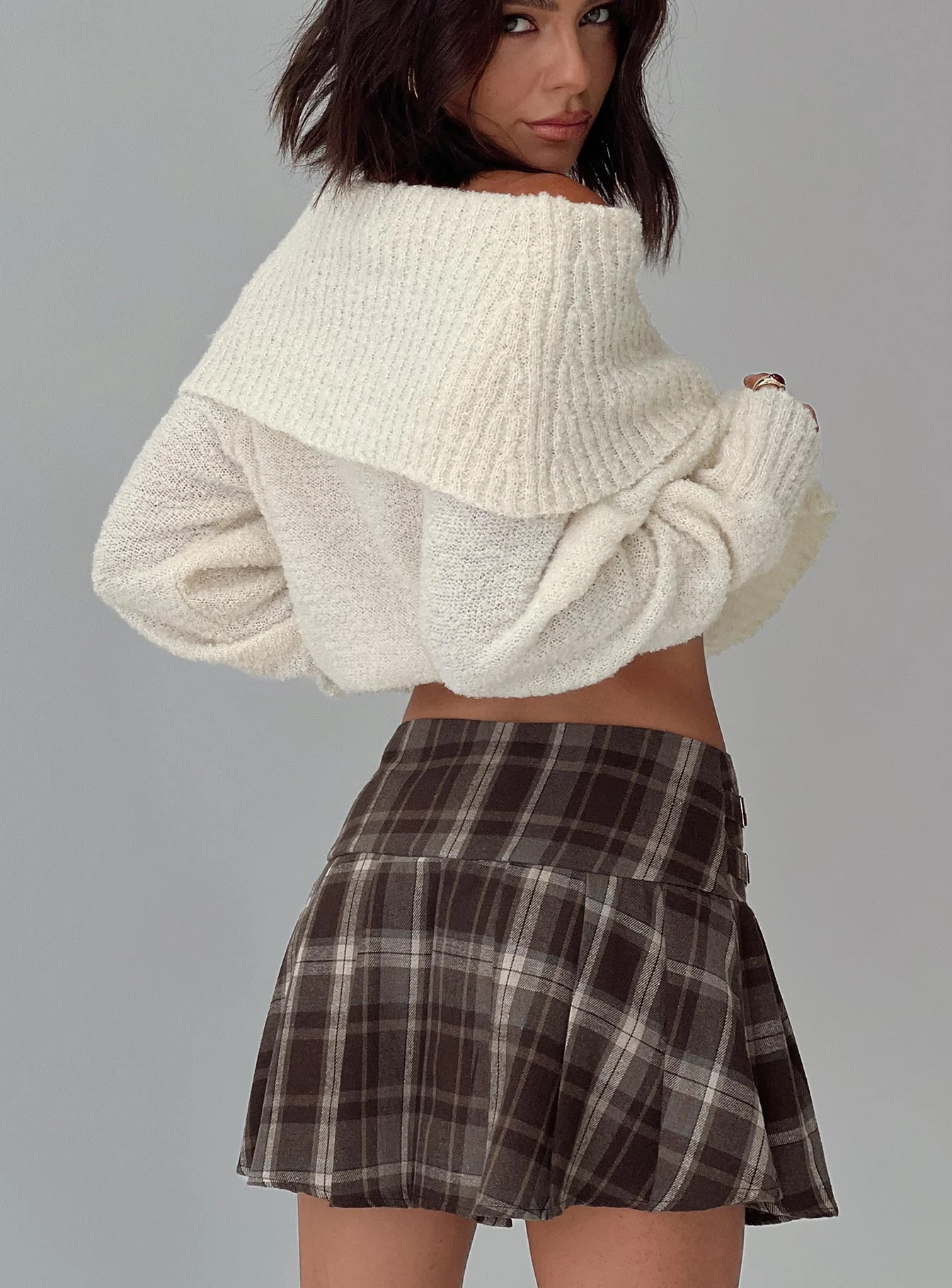 Parkley Boucle Off The Shoulder Sweater Cream
