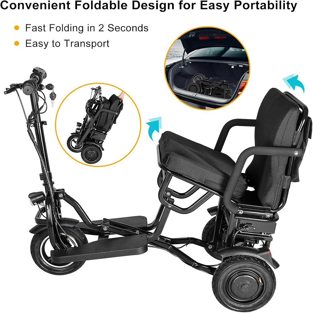 Foldable 3 Wheel Electric Scooter Lightweight Mobility Scooter Foldable Scooter for Adults and Elderly