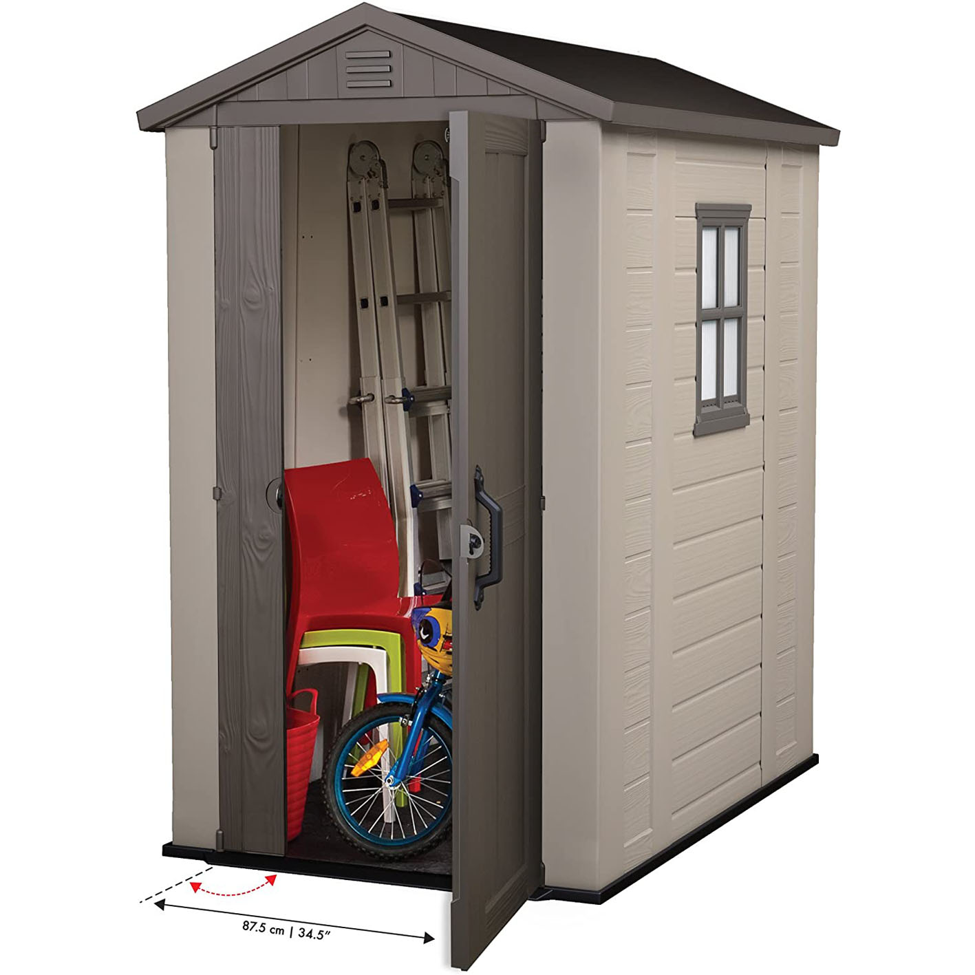 Keter Factor 4x6 Outdoor Storage Shed | Shop Patio Furniture, Garden Tools, Bicycle Accessories, Beach Chairs or Lawnmowers | Taupe & Brown
