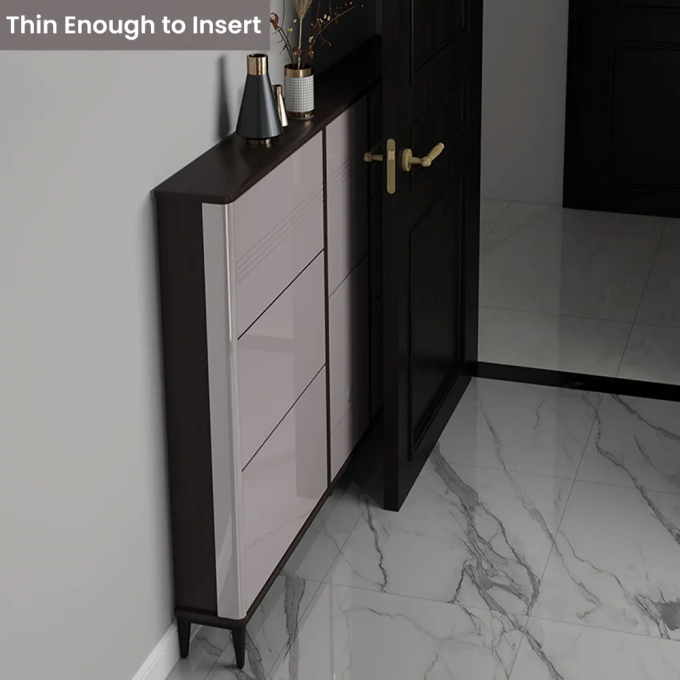 Ultra-thin Shoe Storage, 24 Pair Shoe Storage Cabinet with Stool for Hallway, Fully Assembled, Gray, 54”