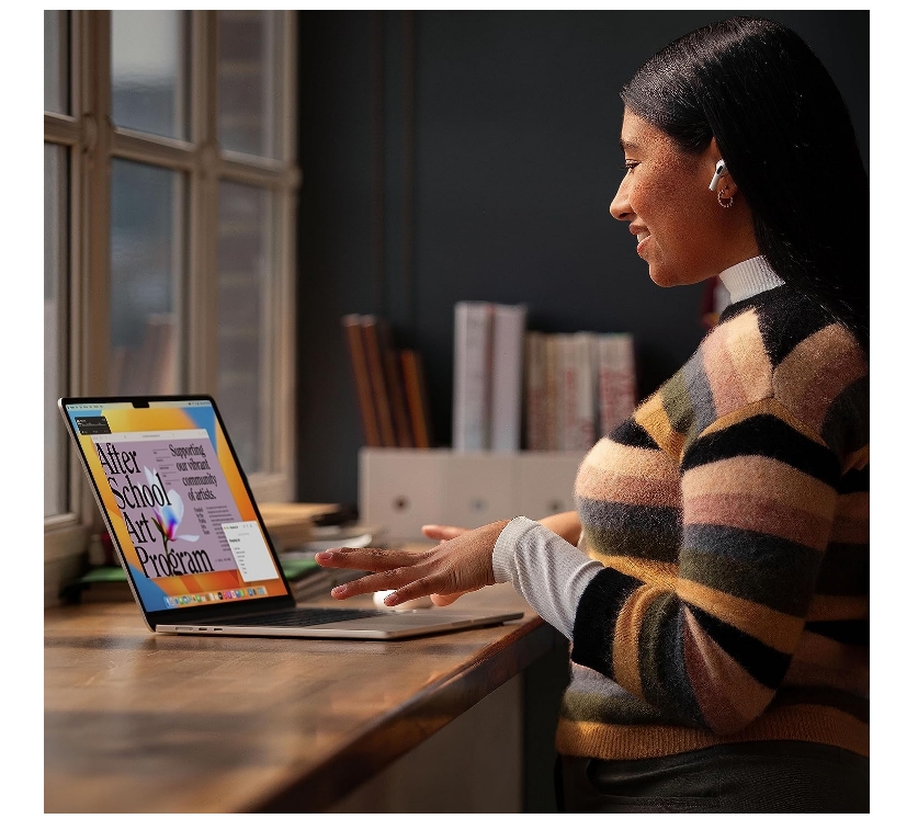 Apple 2023 MacBook Air laptop with M2 chip: 15.3-inch Liquid Retina display, 8GB RAM, 512GB SSD storage, backlit keyboard, 1080p FaceTime HD camera, Touch ID. Works with iPhone/iPad