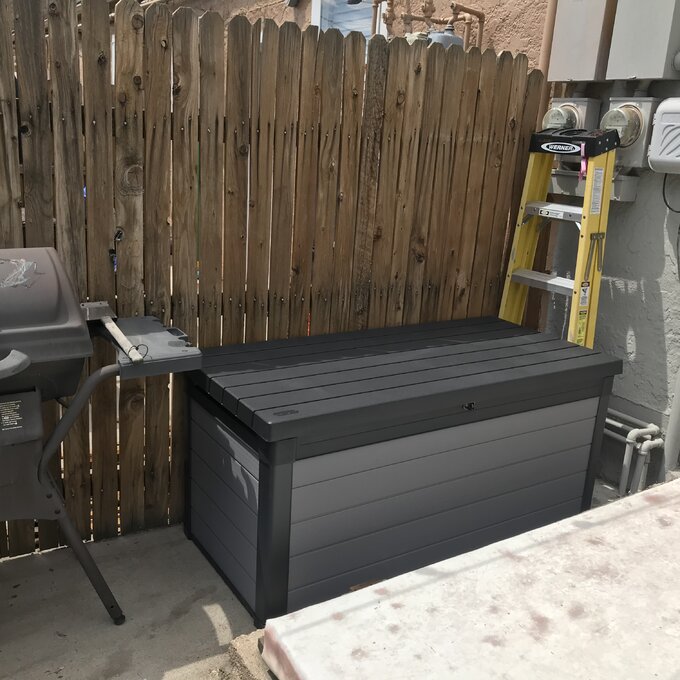 【Storage Shed】Winston Porter Arrion 150 Gallons Gallon Water Resistant Resin Lockable Deck Box in Dark Grey