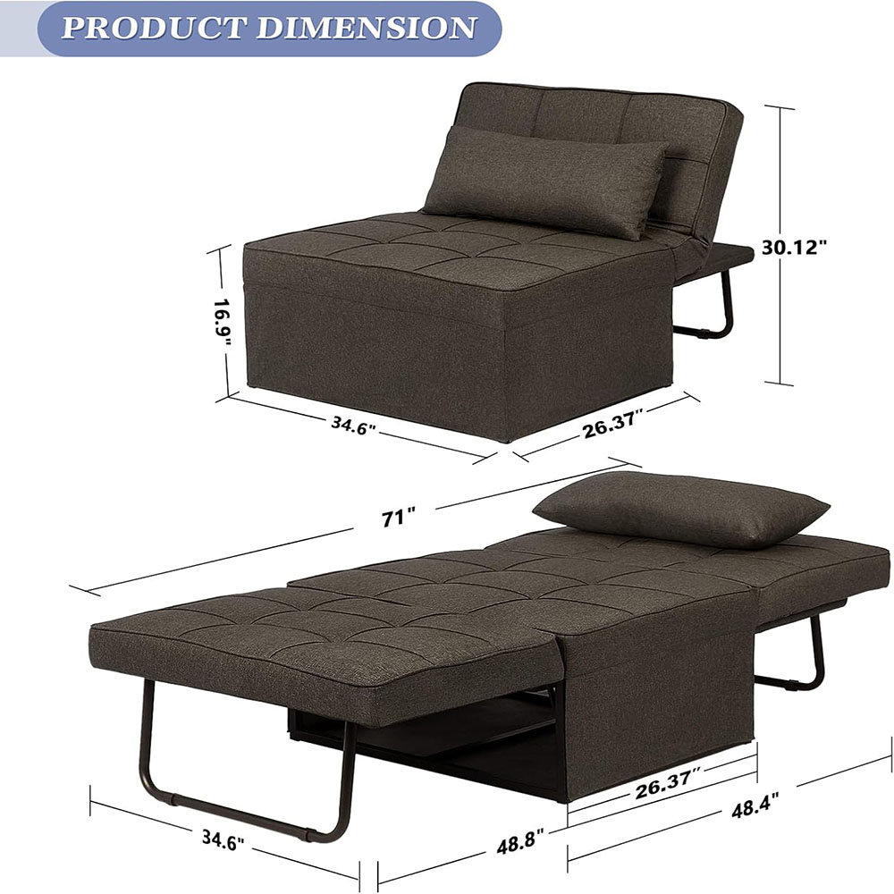 Saemoza Sofa Bed, 4 in 1 Multi Function Folding Ottoman Sleeper Bed