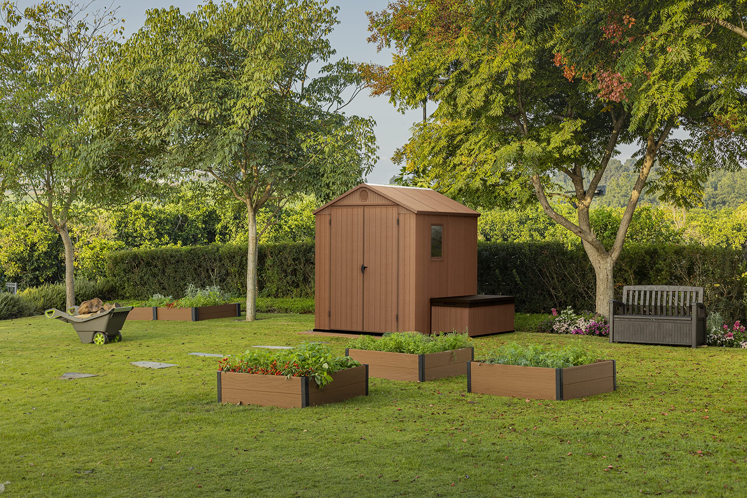 【Storage Shed】【BS】6x6 Darwin Outdoor Apex Garden Storage Shed, Brown